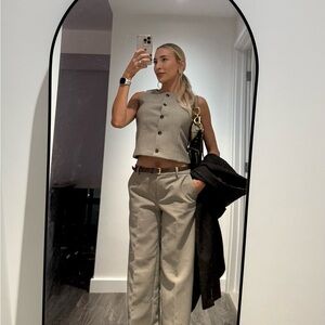 Zara Women's Beige/tan pants and waistcoat vest